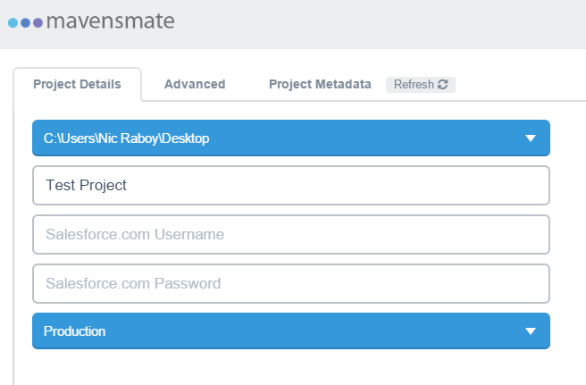 MavensMate New Project