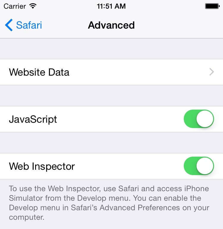 iOS Web Inspector