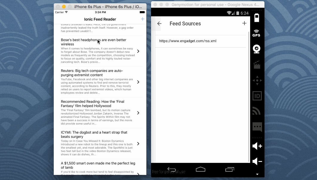 Ionic 2 RSS Feed Reader