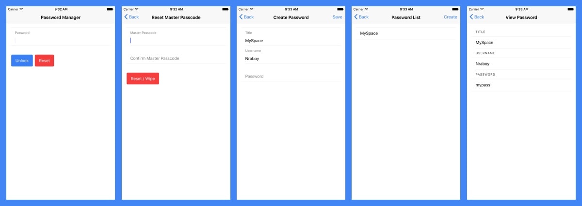 Ionic 2 Password Manager