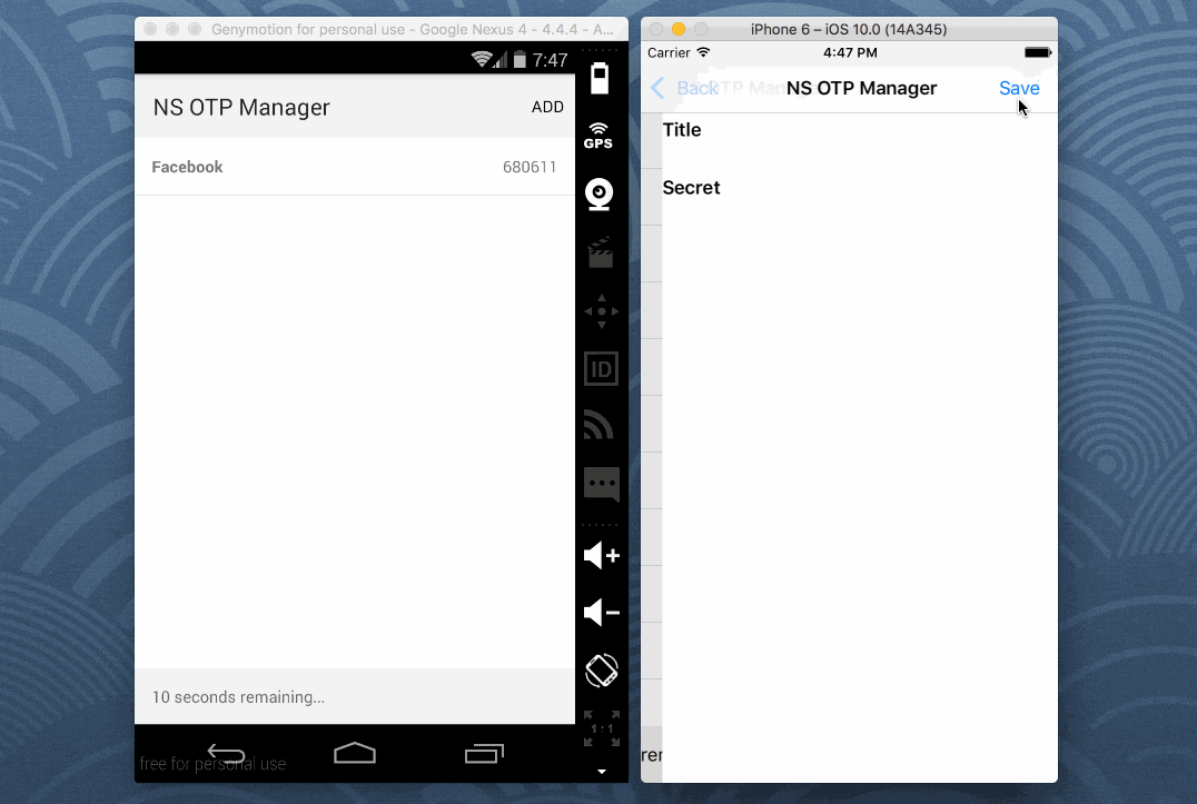 NativeScript One-Time Password Example