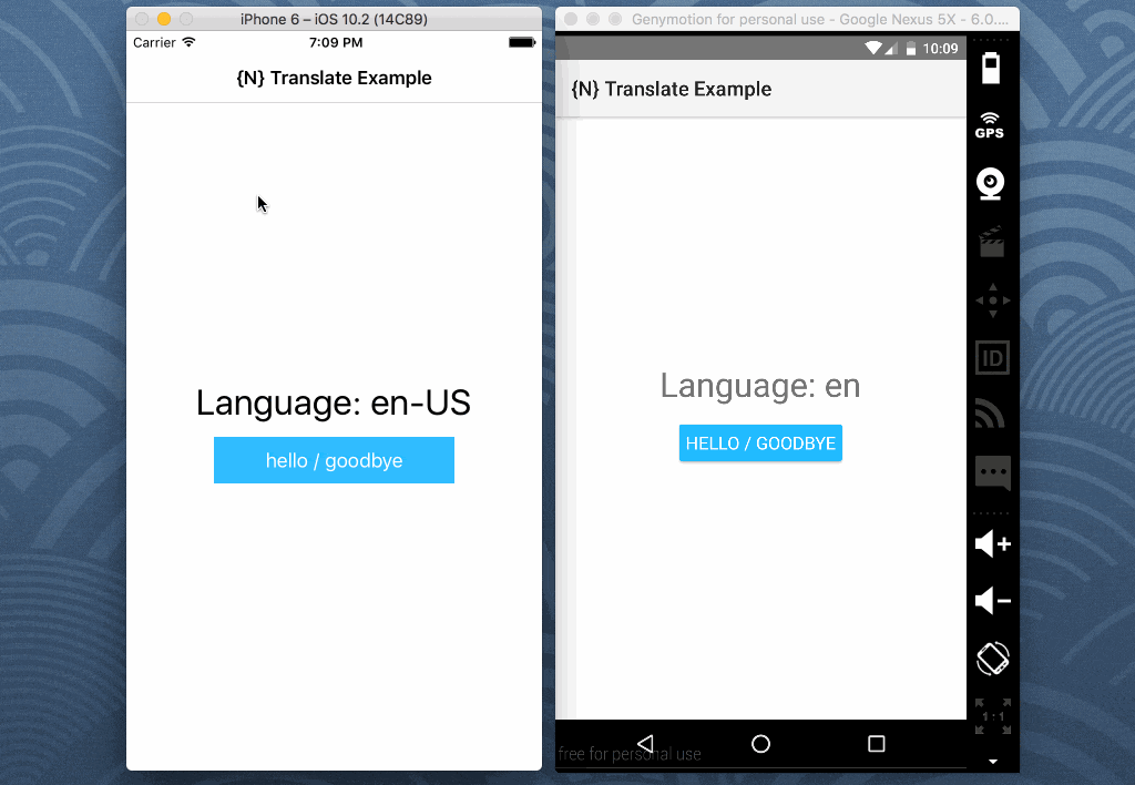 NativeScript NG2 Translate Example