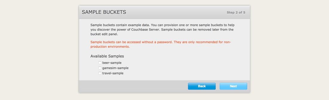 Couchbase 4 Configuration Step 2