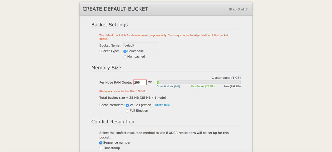 Couchbase 4 Configuration Step 3