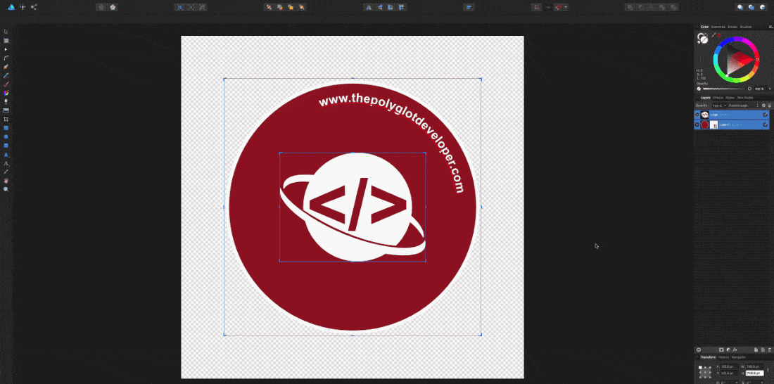 Affinity Designer Crop Canvas