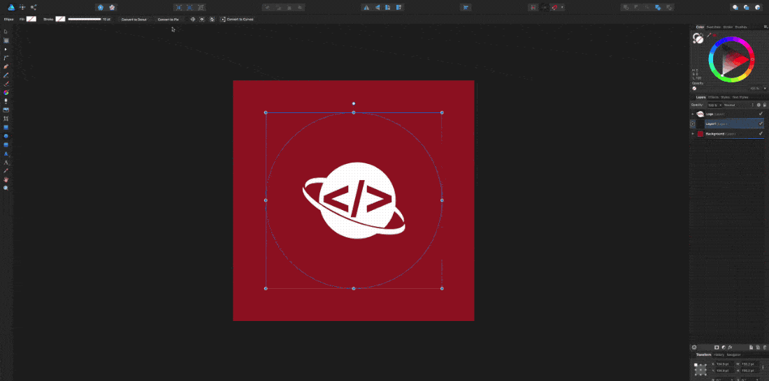 Affinity Designer Circle Stroke Color