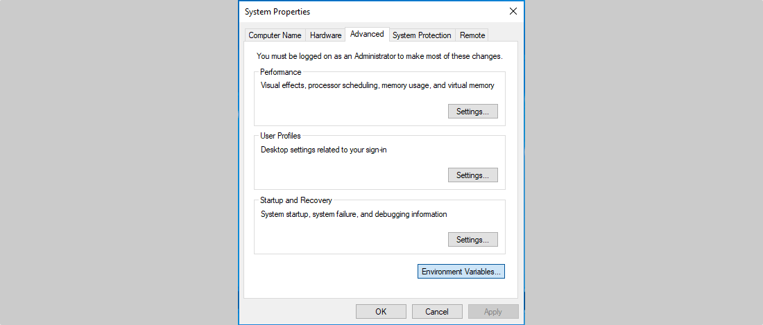 Windows System Properties Dialog