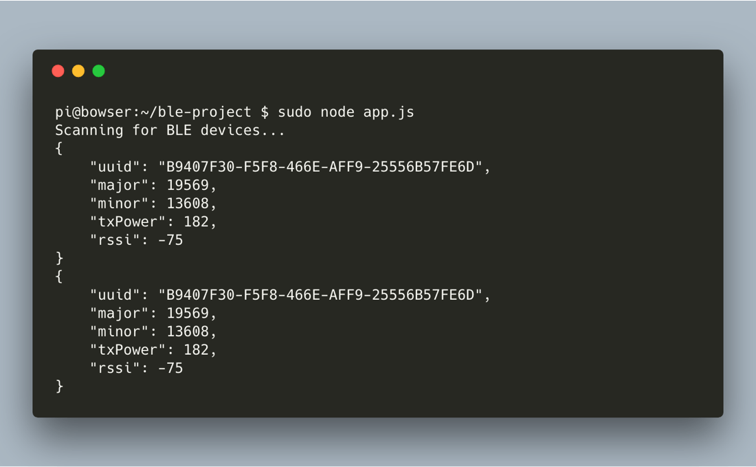 Raspberry Pi Node.js iBeacon Scanner