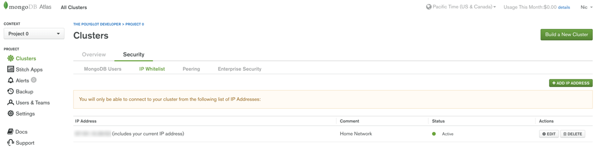 Atlas IP Whitelist