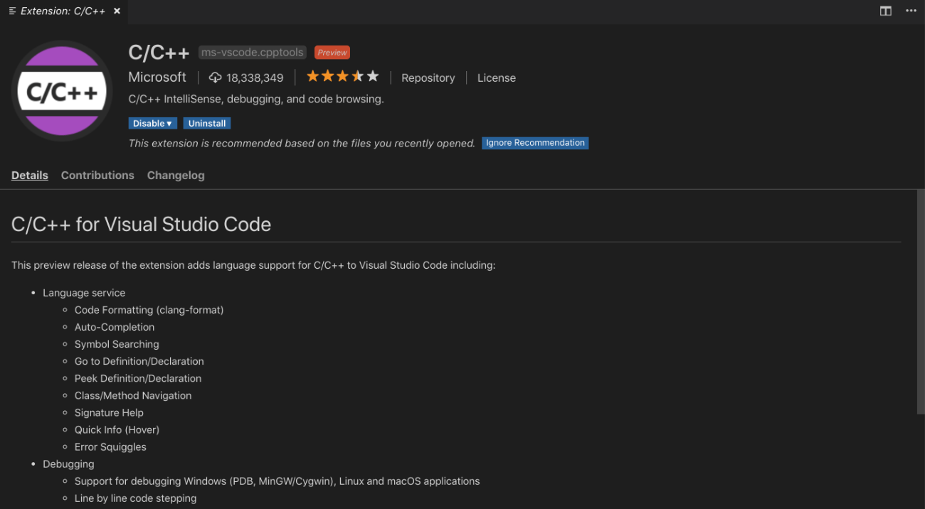 C++ Extension for Visual Studio Code