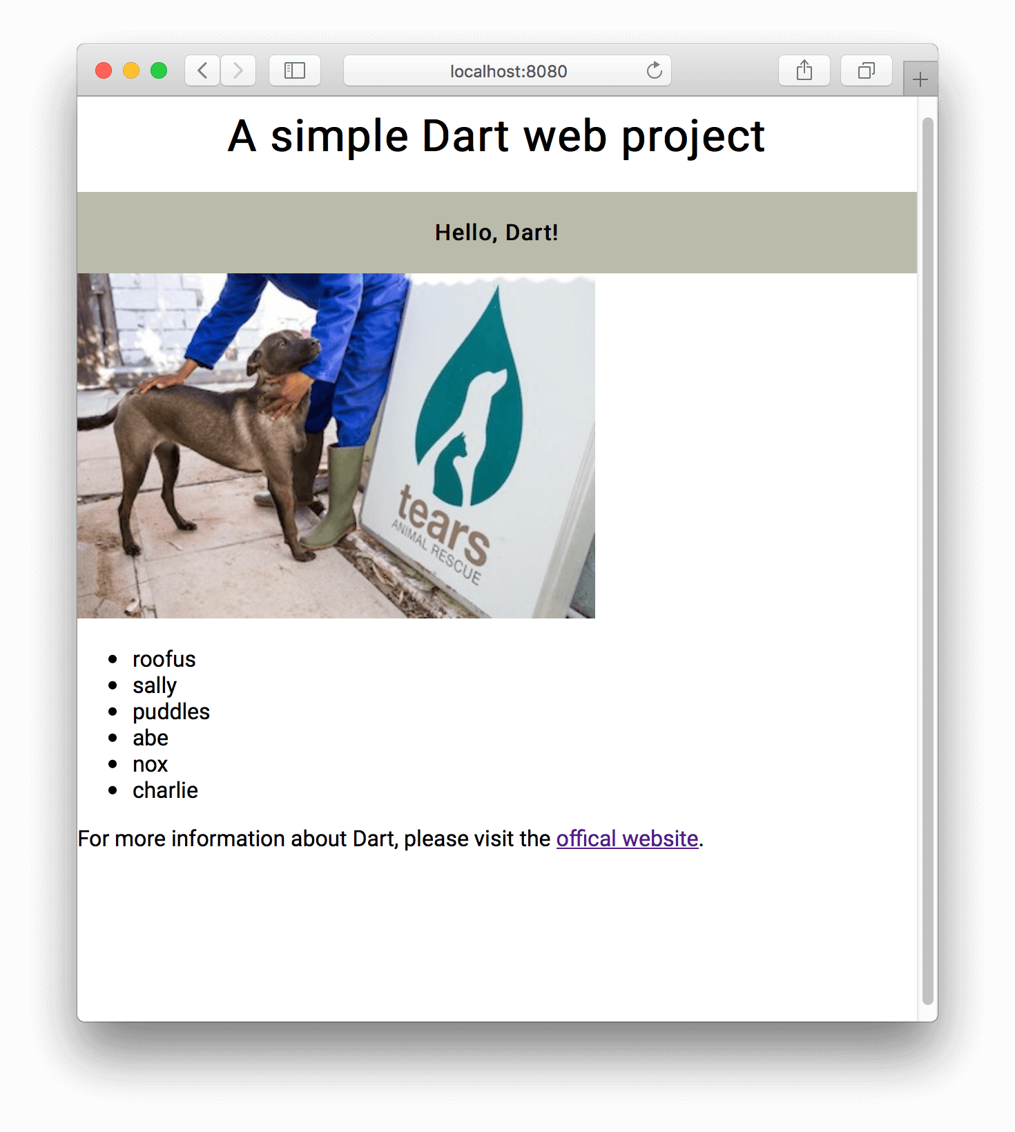 Unfortunately Spit out verdict Building a Simple Web Application in Dart