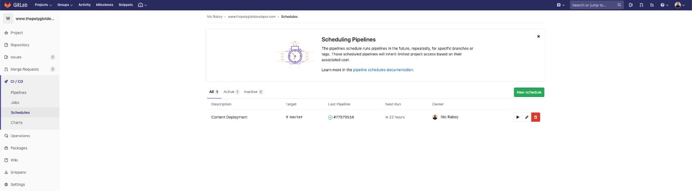 GitLab Pipeline Schedules