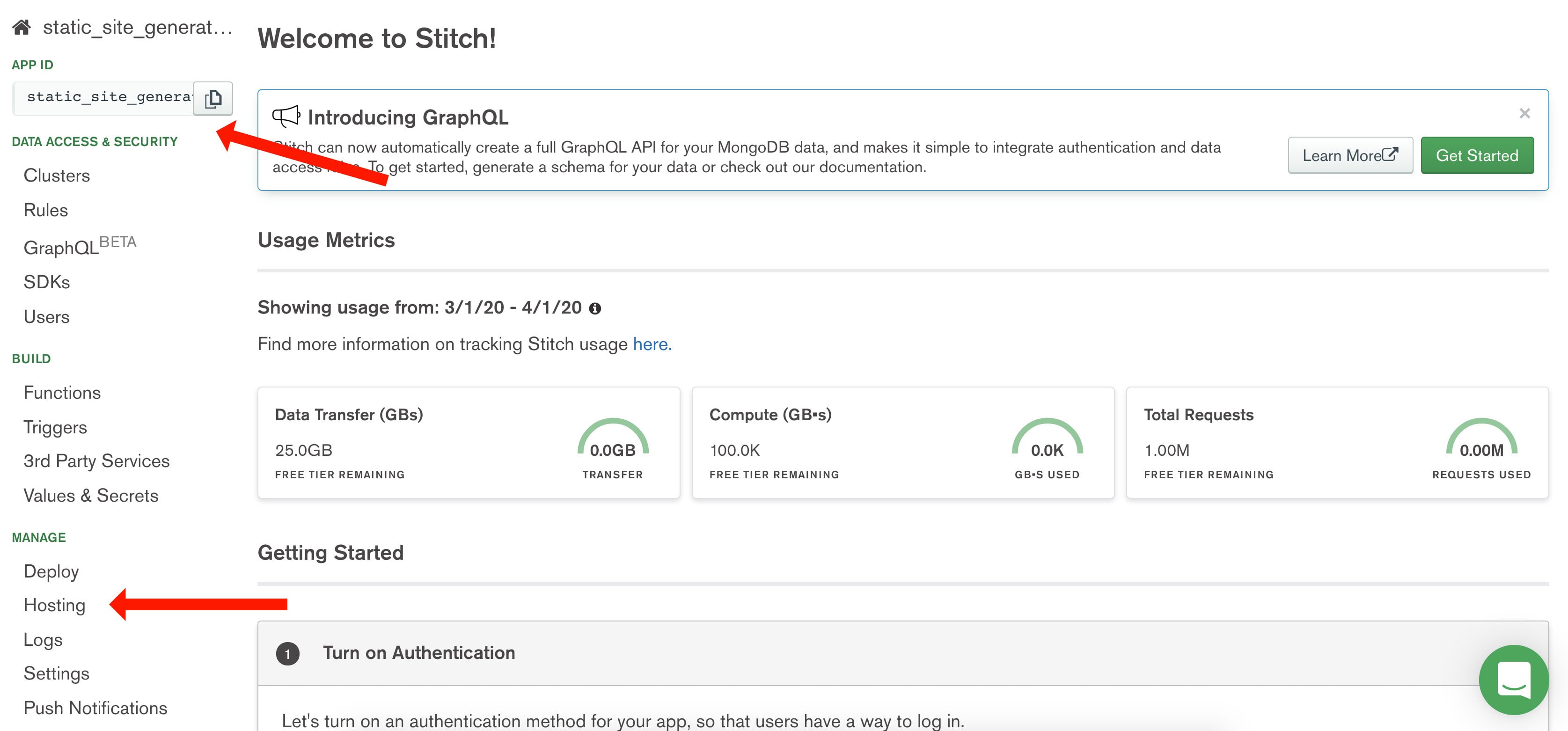 MongoDB Stitch Hosting