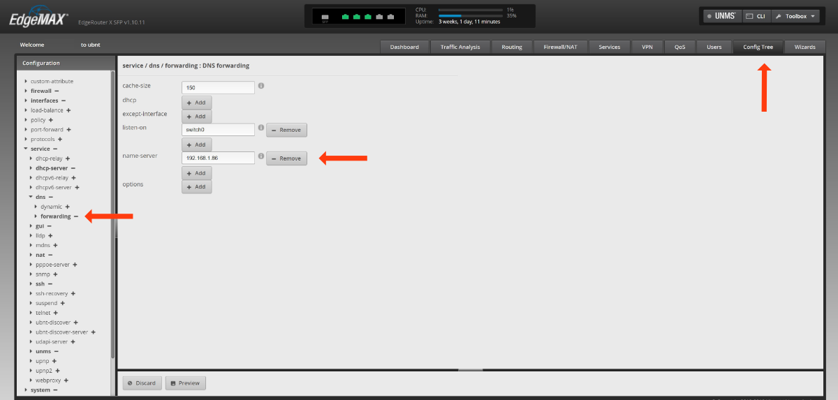 EdgeRouter DNS Forwarding