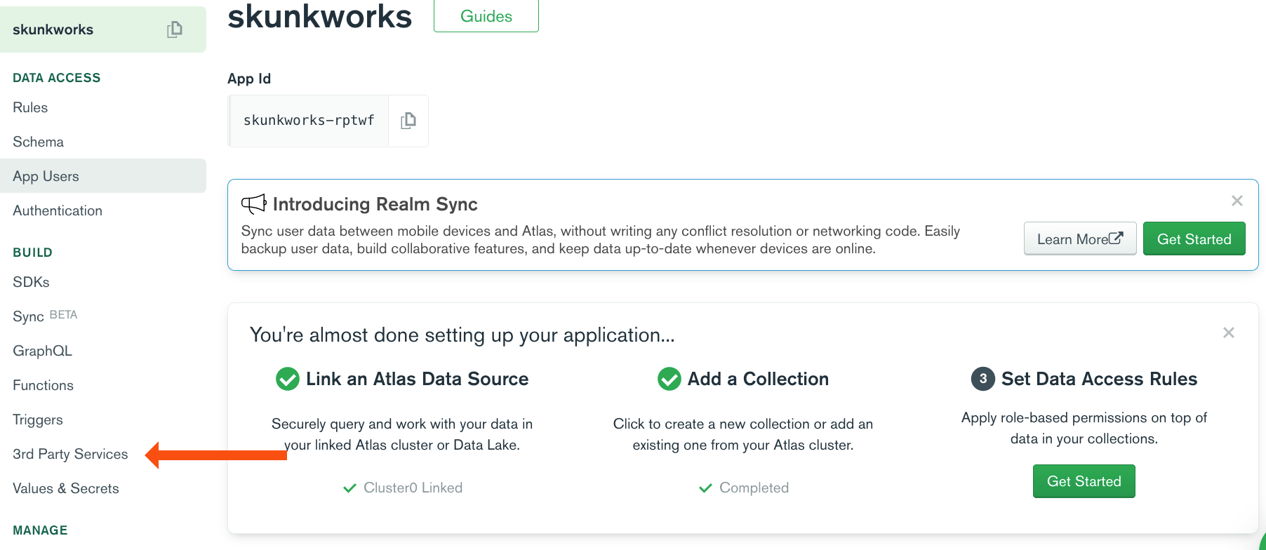 MongoDB Realm Skunkworks Application