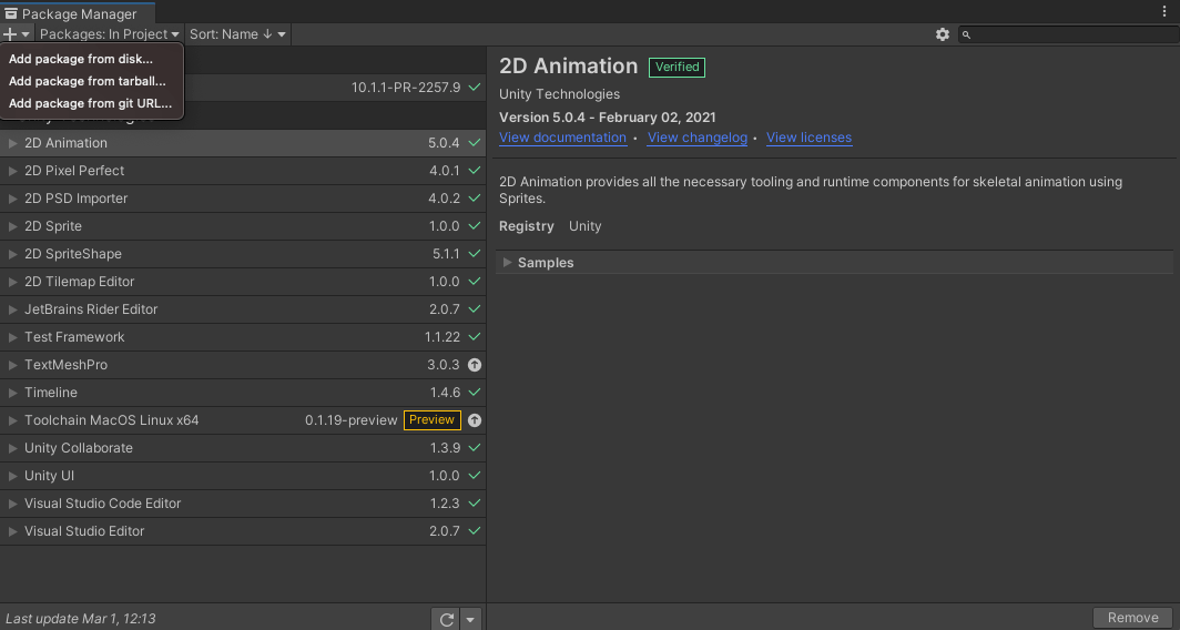 Unity Add Custom Package