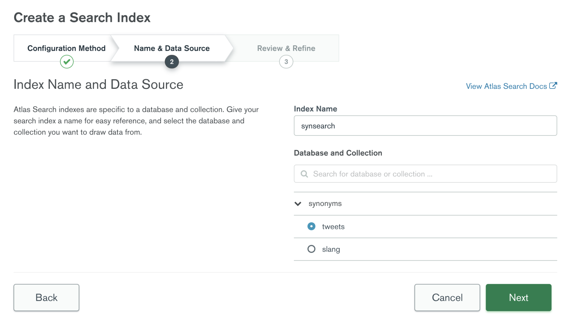 Name the Atlas Search Index