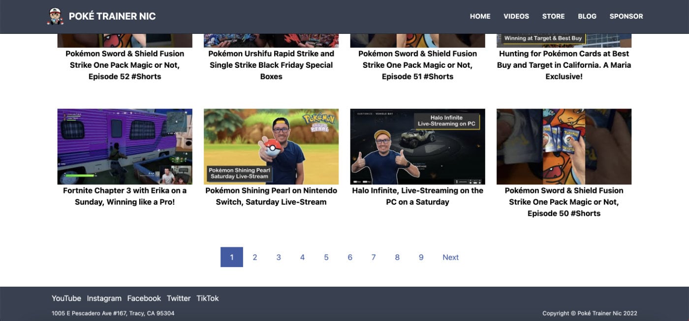Eleventy Pagination on Poke Trainer Nic