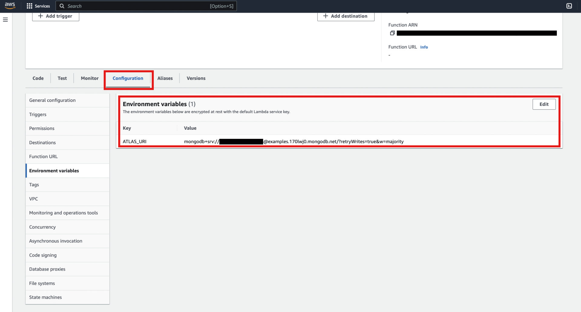 AWS Lambda MongoDB Configuration