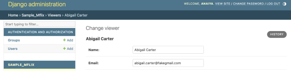 Abigail Carter information through the Viewers model