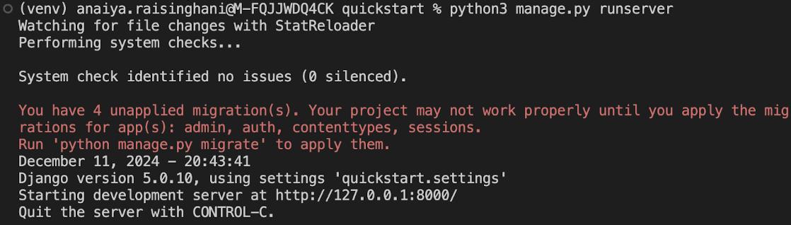 Once the server is run, you can start it with this link