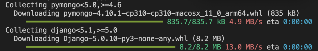 Correct versions of PyMongo and Django
