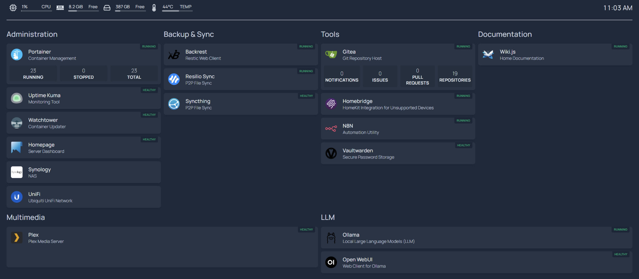 Homepage Example for Mini PC
